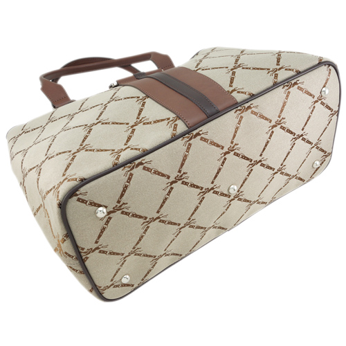 Longchamp 復刻格紋設計皮革織帶肩背包(咖啡)