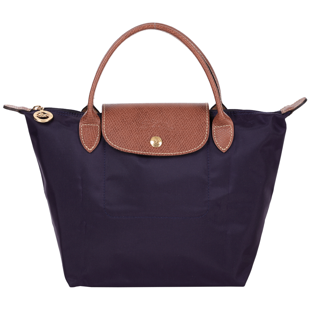 LONGCHAMP Le pliage 短提把MINI摺疊水餃包(藍莓色)