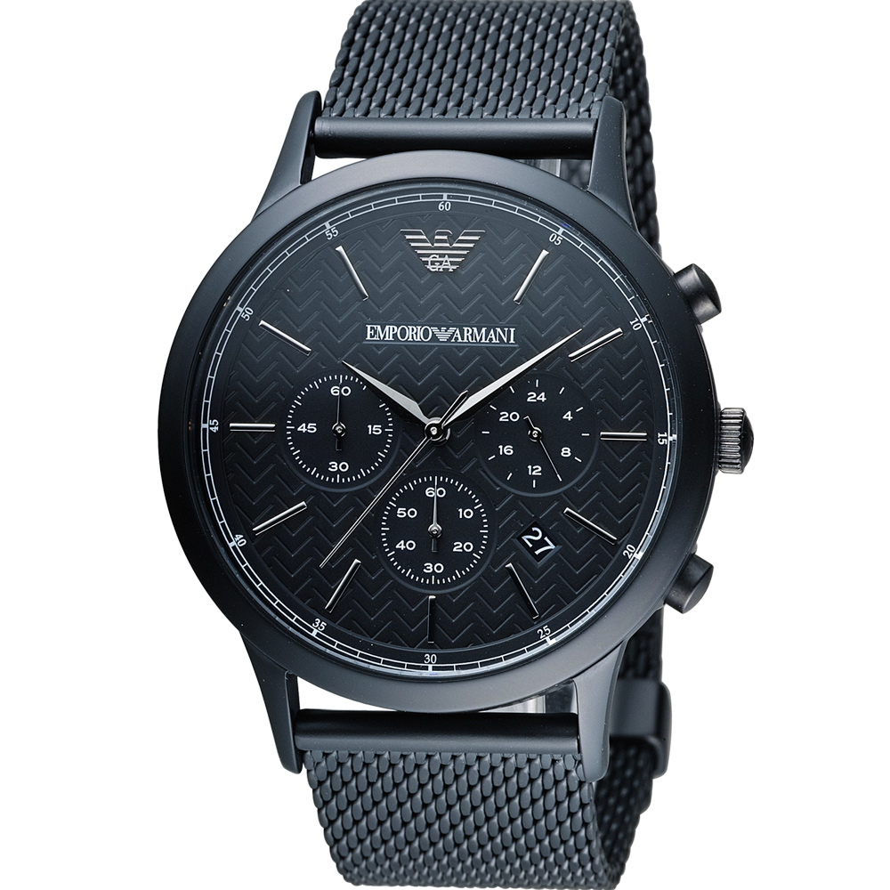 EMPORIO ARMANI Classic 米蘭帶時尚腕錶-黑/42mm