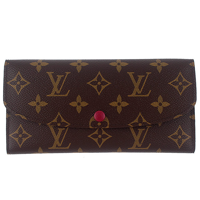 LV M60697 Monogram經典LV花紋壓扣長夾(紫色)