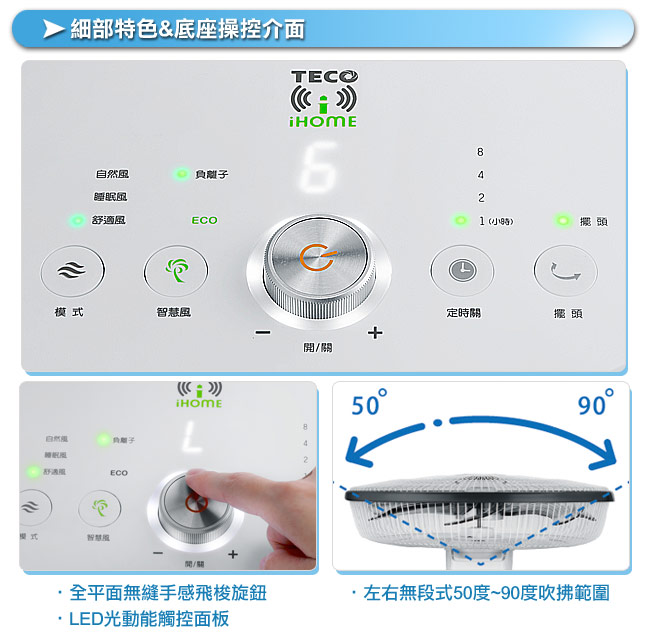 TECO東元 iFans 16吋DC直流微電腦智慧溫控立扇電扇 XA1684BRH