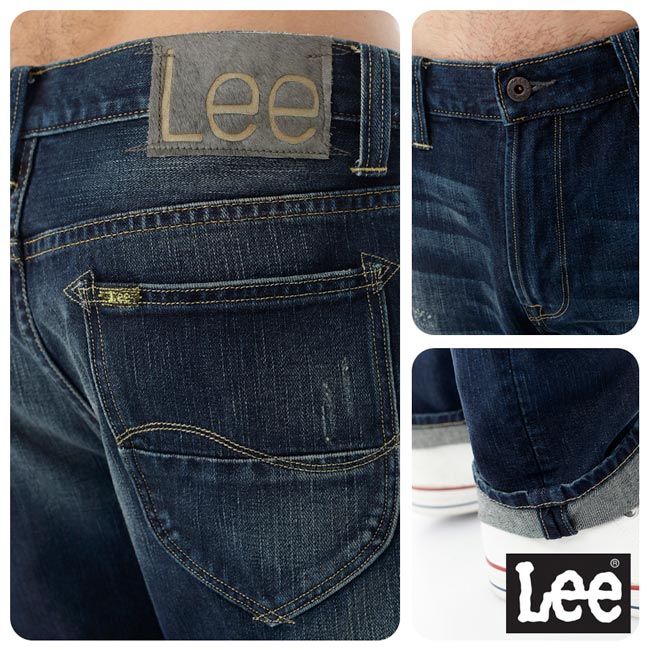 Lee 牛仔褲 735 101+中腰舒適刷白小直筒-男款-藍