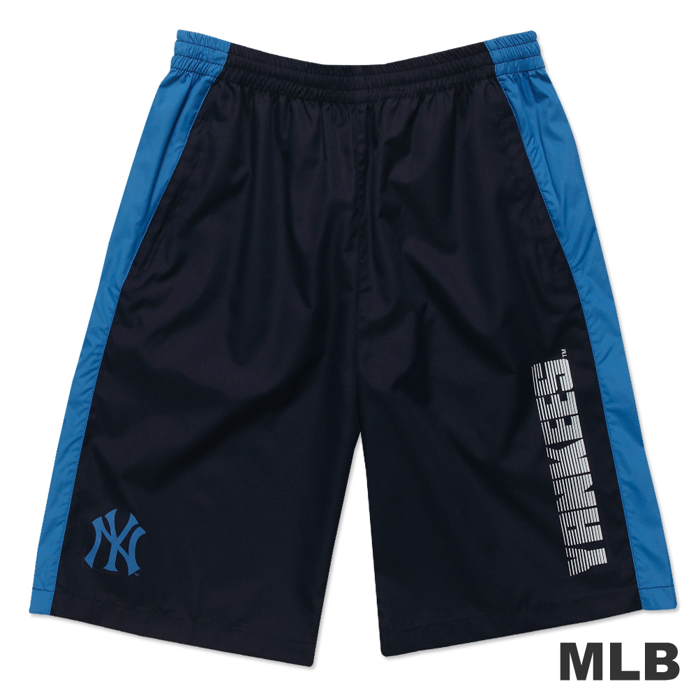 MLB-紐約洋基隊風衣布撞色運動短褲-深藍(男)