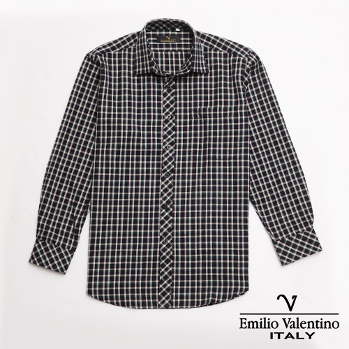 Emilio Valentino 范倫提諾經典格紋襯衫-藍綠