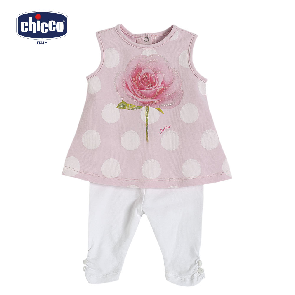 chicco-玫瑰庭園洋裝式後扣背心套裝(1-2歲)