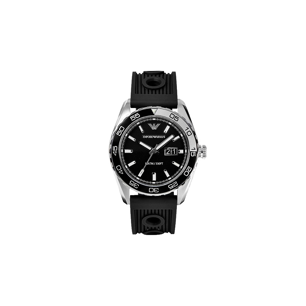 ARMANI Sportivo 大視窗時尚腕錶-黑x橡膠錶帶/46mm