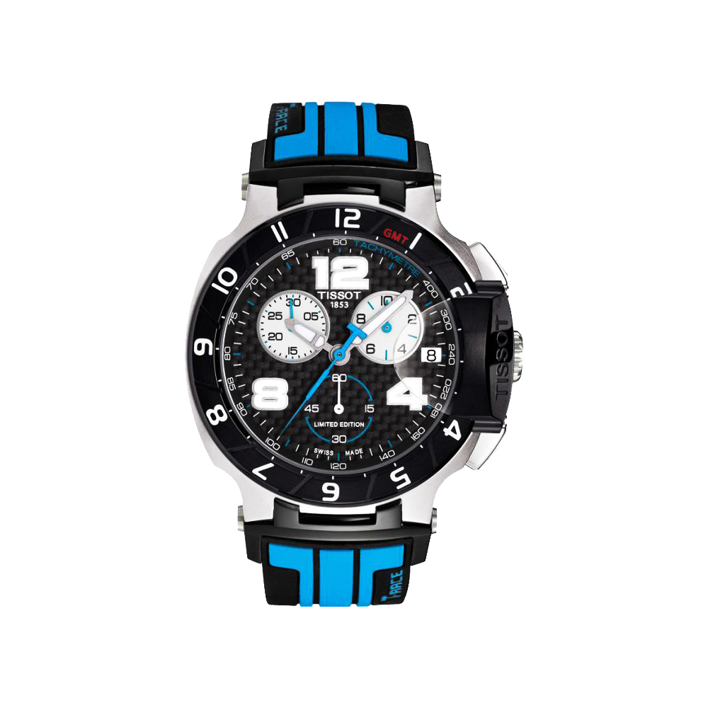 TISSOT 天梭 官方授權 T-Race MotoGP 專業限量賽車計時腕錶-黑x藍/45mm T0484172720700