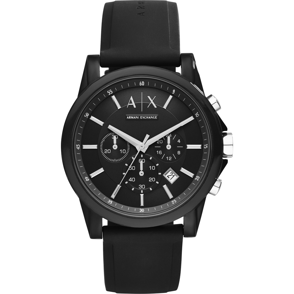 A│X Armani Exchange 時尚玩家計時腕錶-黑/44mm