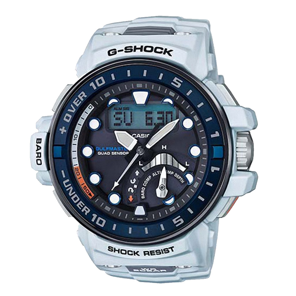 G-SHOCK 太陽能電波 潮汐航海概念運動錶(GWN-Q1000-7A)-白/48mm