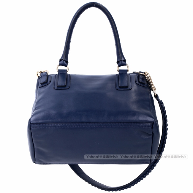 GIVENCHY Pandora 小牛皮編織滾邊兩用提包(中/藍色)