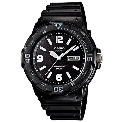 CASIO 潛水風指針錶(MRW-200H-1B2)-黑外圈水藍刻度/47.9mm