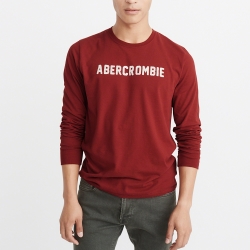 A&F 經典刺繡文字長袖T恤-紅色 AF Abercrombie