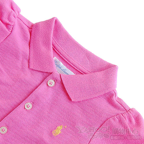 RALPH LAUREN 粉紅色公主袖POLO衫(9M)