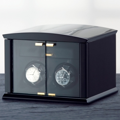 ELMA MOTION  Corona 2 機械錶自動上鍊收藏盒-黑色鋼琴烤漆/2只裝