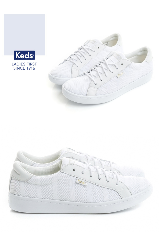 Keds ACE 輕盈活力綁帶休閒鞋-白