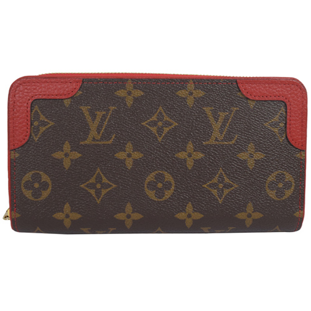 Louis Vuitton M61854 Monogram Zippy Wallet Retiro Brown Cerise Red