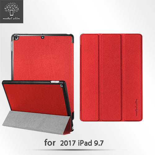 Metal-Slim Apple iPad 9.7 2017 高仿小牛皮三折立架式皮套