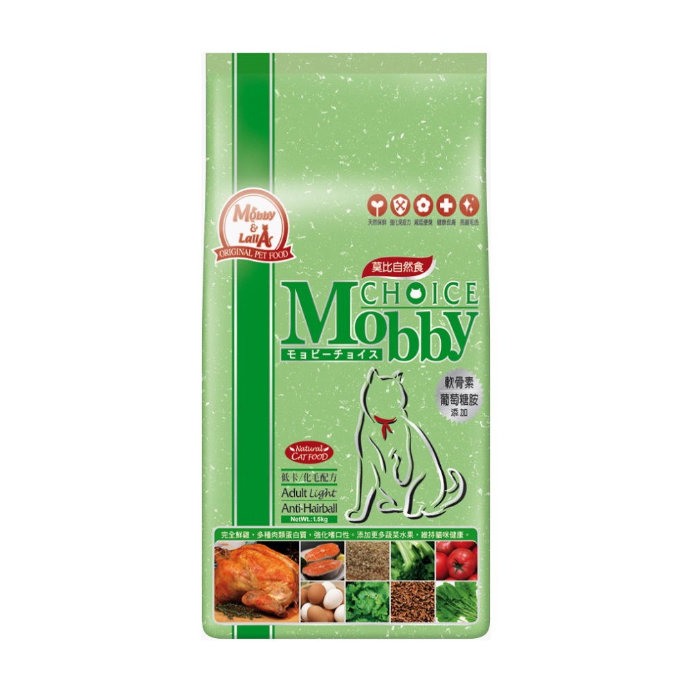 莫比Mobby 低卡成貓 抗毛球 配方 自然食飼料 3公斤