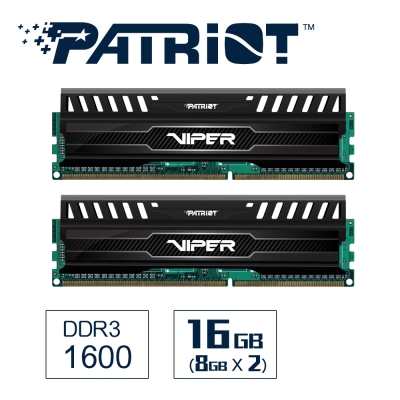 Patriot美商博帝 DDR3 1600 16G(2x8G)C10桌機記憶體毒蛇三代黑色