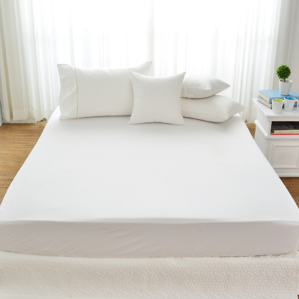 Cozy inn 簡單純色-白-200織精梳棉床包(加大)