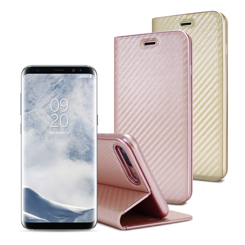 AISURE Samsung Galaxy S8 Plus/S8+ 水漾碳纖紋皮套