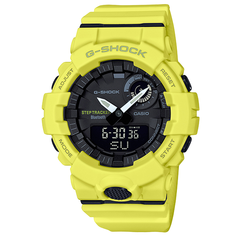 G-SHOCK 卡西歐 藍牙連線跑步紀錄運動錶(GBA-800-9A)-黃/48.6mm