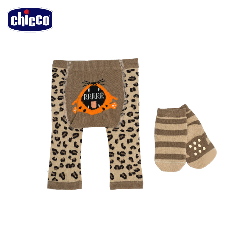 chicco 動物樂園保暖褲+襪-卡其豹(6個月-24個月)