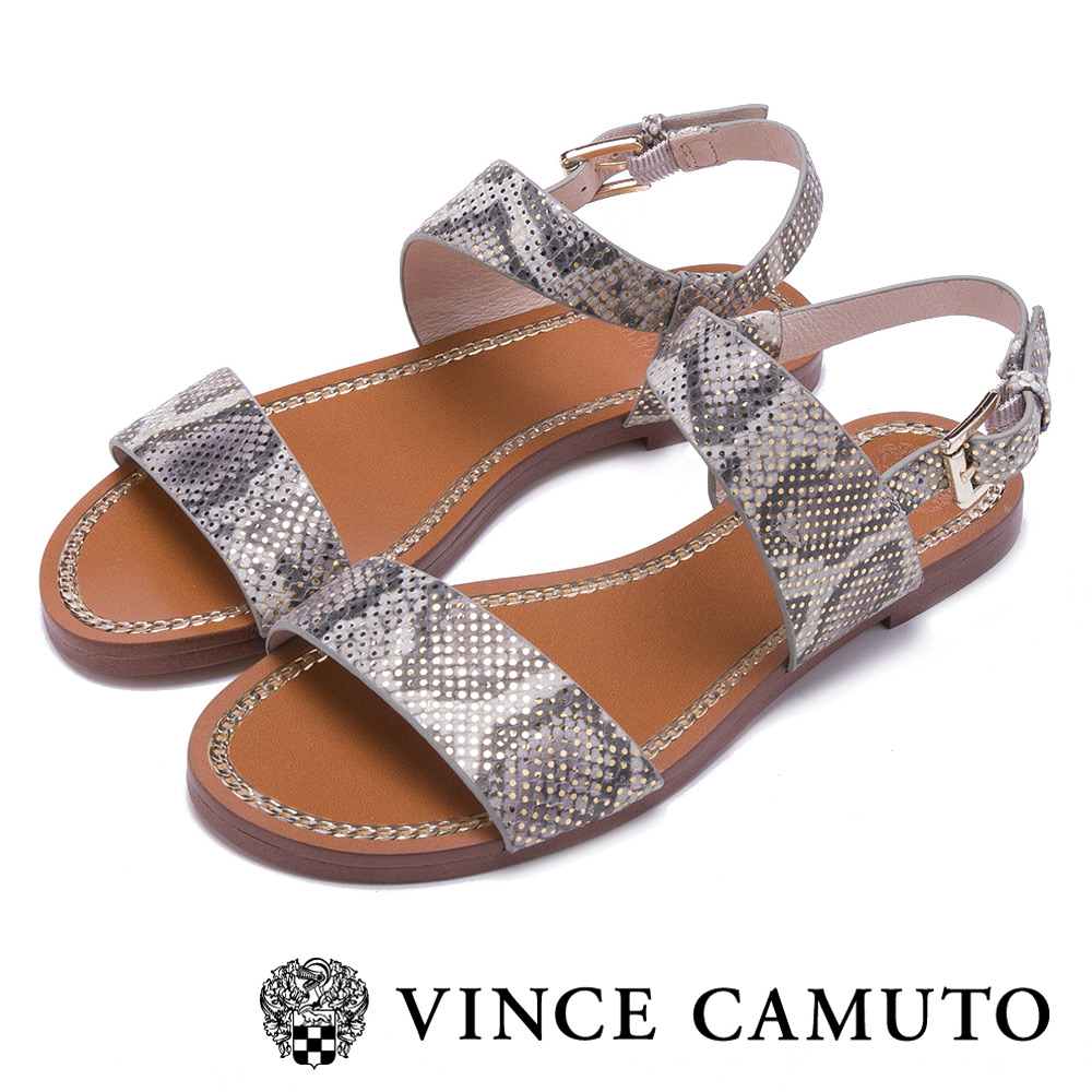 Vince Camuto 渡假休閒素色一字平底涼鞋-蛇紋