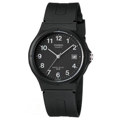 CASIO 超輕薄感時尚指針錶(MW-59-1B)-黑底白字