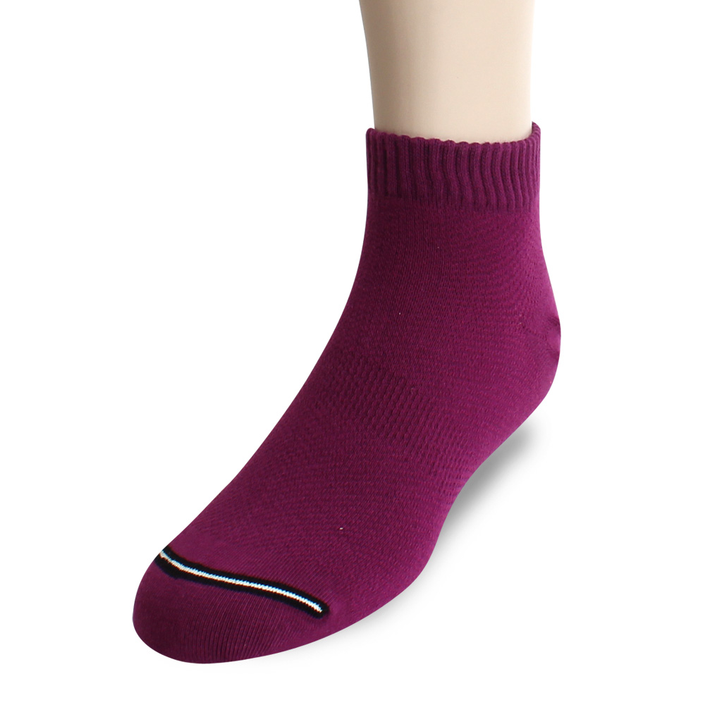 裕發 90°直角不滑落透氣網孔船型襪(20~24cm)3入-紫紅