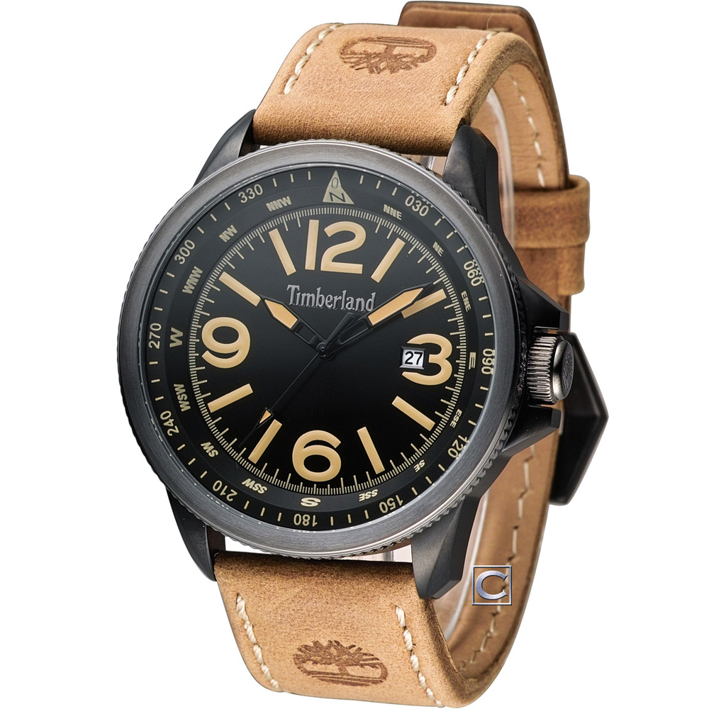 Timberland CASWELL系列戰鬥叢林時尚腕錶-黑x咖啡/44mm