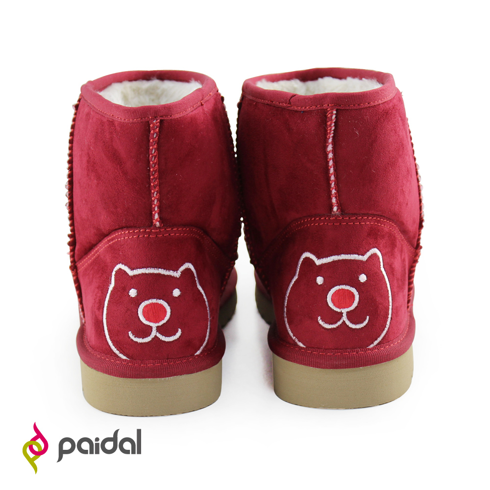 Paidal經典小P熊及踝短筒雪靴-熱情紅