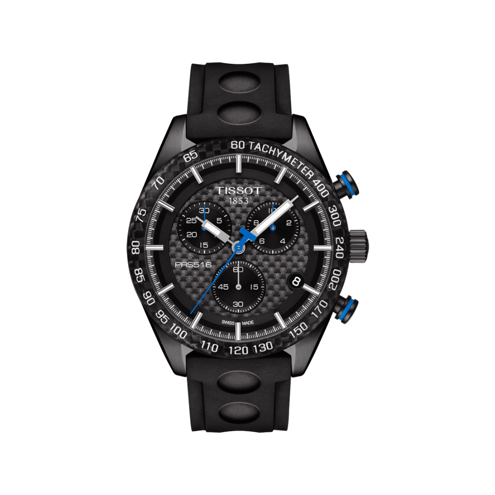 TISSOT 天梭 官方授權 PRS516 三眼計時腕錶-黑/42mm T1004173720100