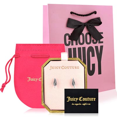 JUICY COUTURE 銀色葉片造型耳環