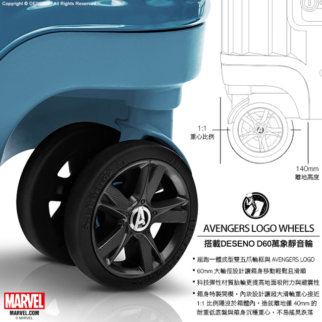 Marvel 漫威復仇者 29吋PC鏡面超細邊鋁框箱-雷神索爾