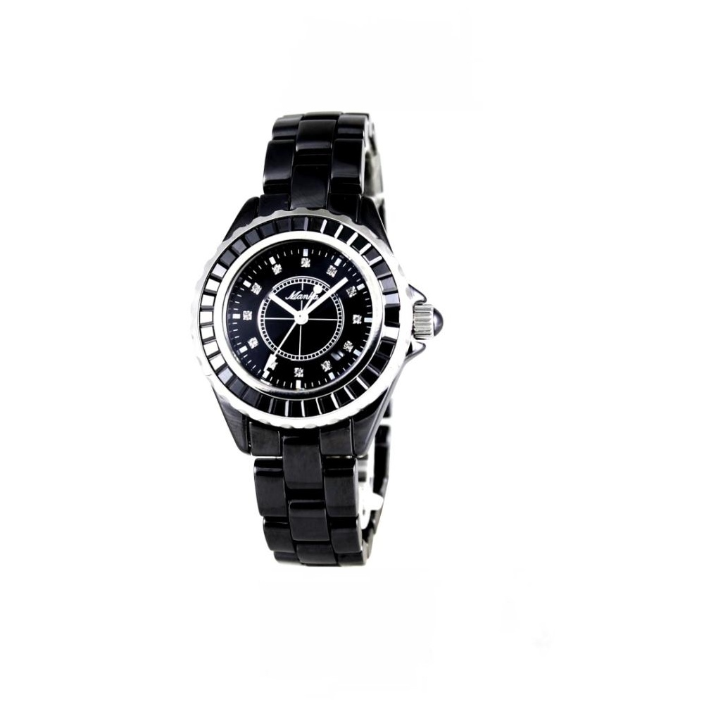 Manka  璀璨之星晶鑽陶瓷腕錶-黑/33mm