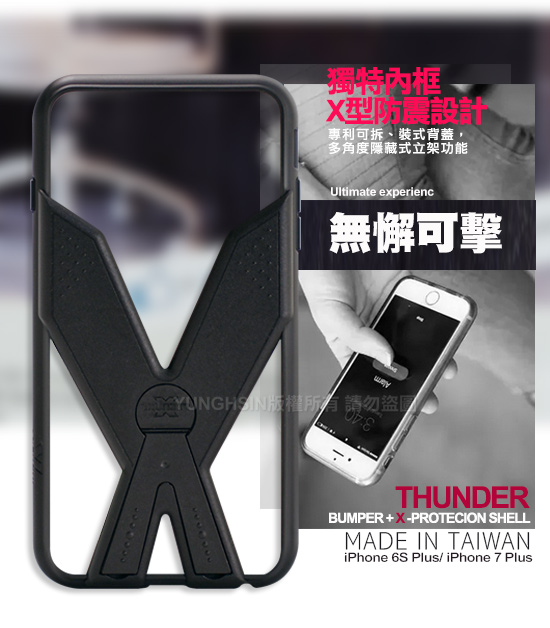 Thunder X 雷霆X iPhone7 plus/6s Plus耐衝擊全包覆防摔殼-藍