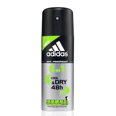 adidas愛迪達 男用6效合一長效制汗爽身噴霧150ml