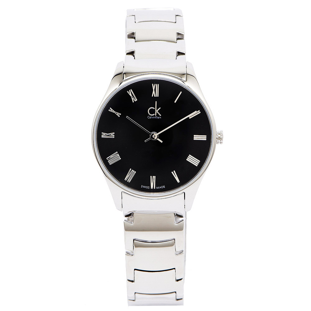CK Classic 極簡羅馬刻度手錶(K4D2214Y)-黑面x銀色/32mm