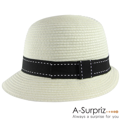 A-Surpriz 英倫典雅風情遮陽帽(甜米白)