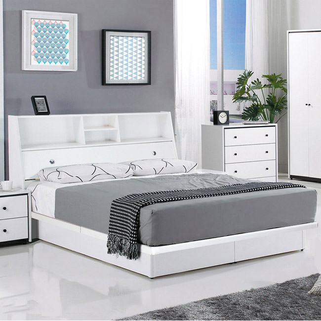 群居空間 卡恩5尺掀床房間組(床頭箱+掀床+床墊)-白色