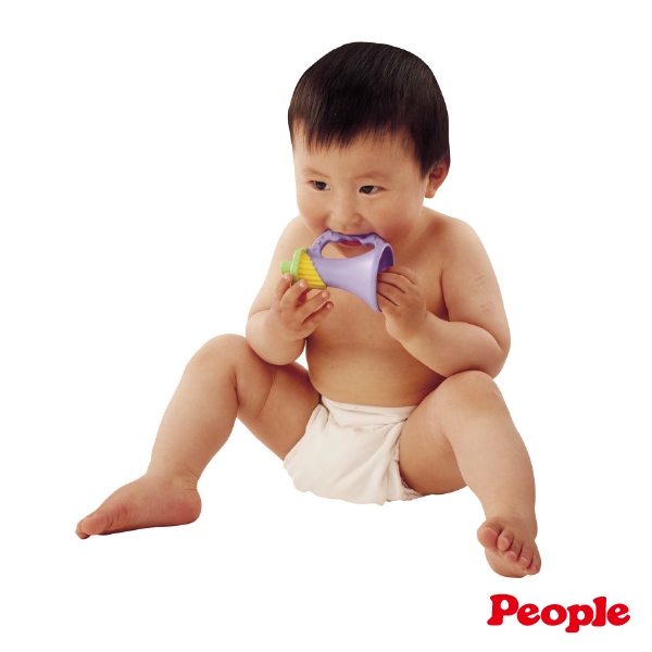 日本製People-新彩色米的喇叭咬舔玩具(米製品玩具系列)(0m+)(固齒器)