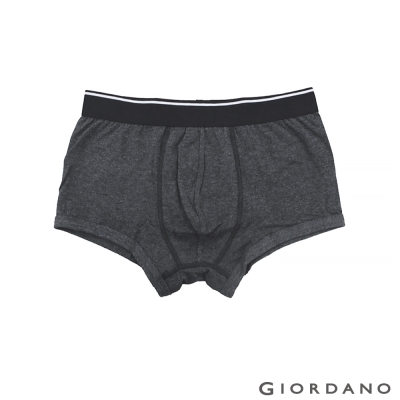 GIORDANO 男裝腰鬆緊無痕平底四角內褲- 04 深花灰