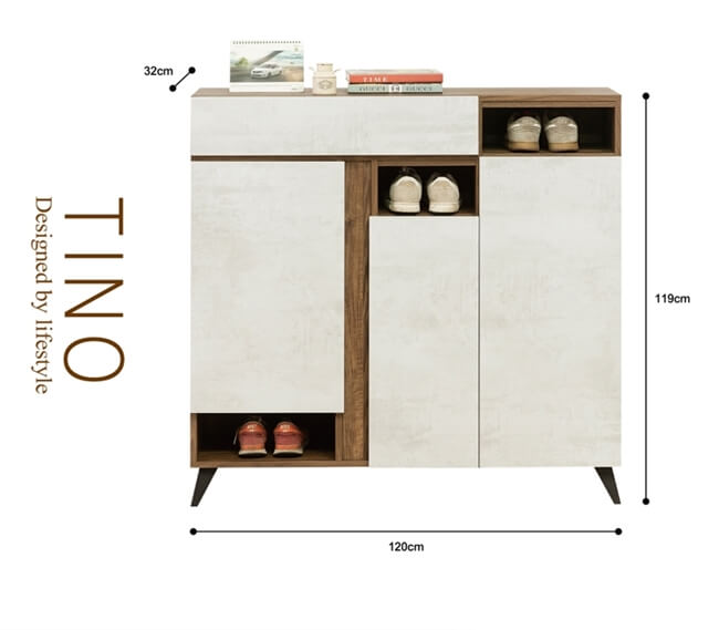 日本直人木業-TINO清水模風格120CM鞋櫃(120x32x119m)