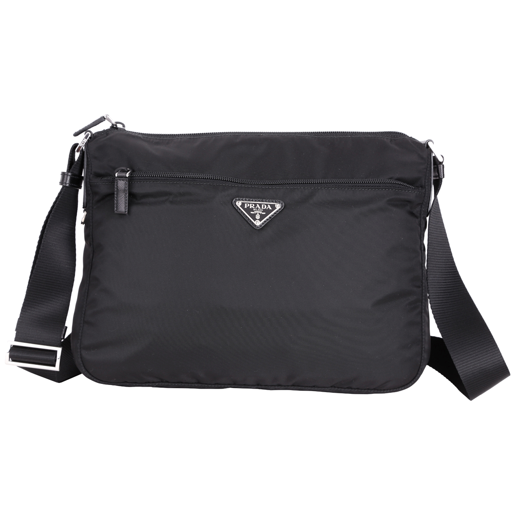 PRADA VELA 三角牌前拉袋設計尼龍肩背包(黑色) | 兩用包 | Yahoo奇摩購物中心