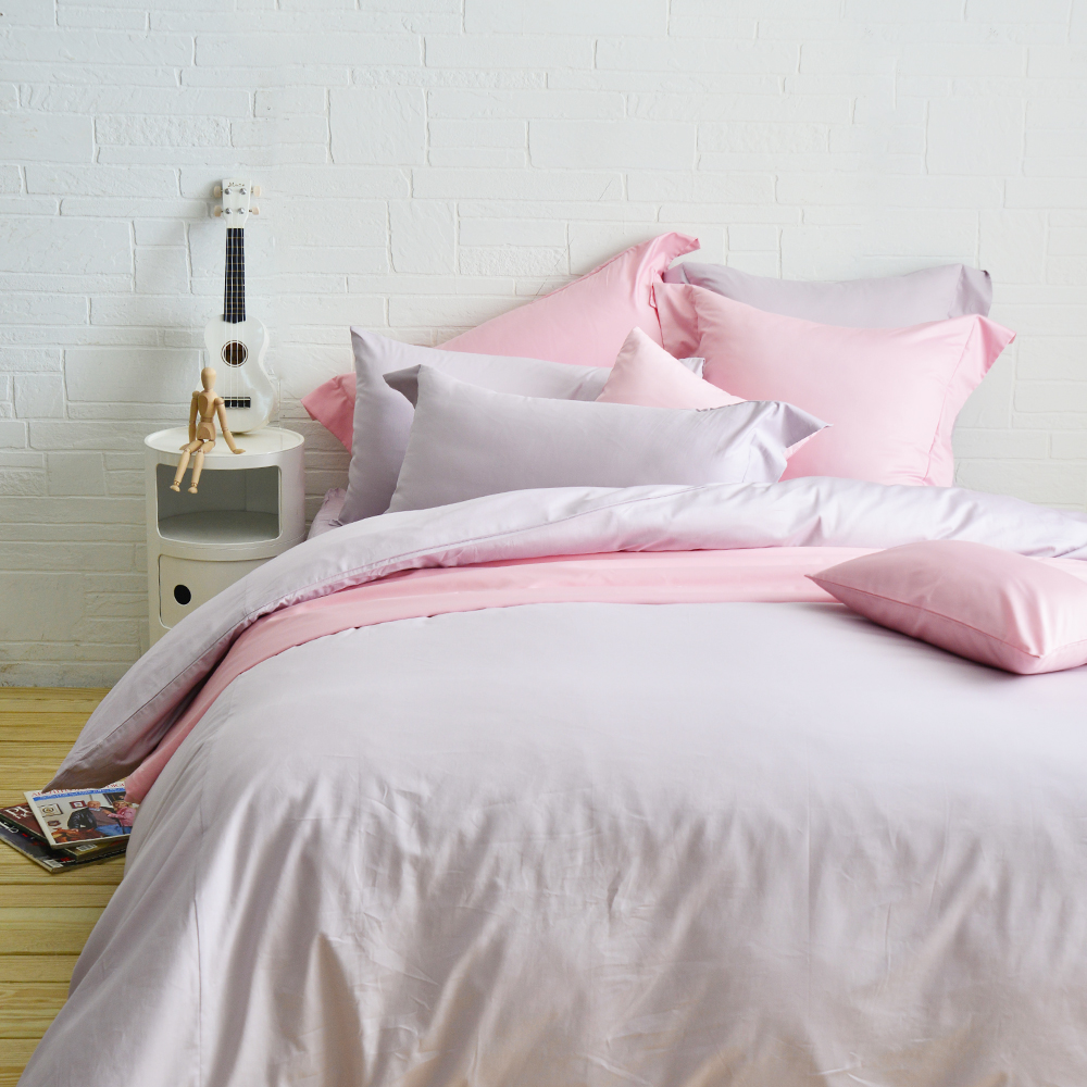 Cozy inn 簡單純色-丁香紫 雙人四件組 200織精梳棉薄被套床包組