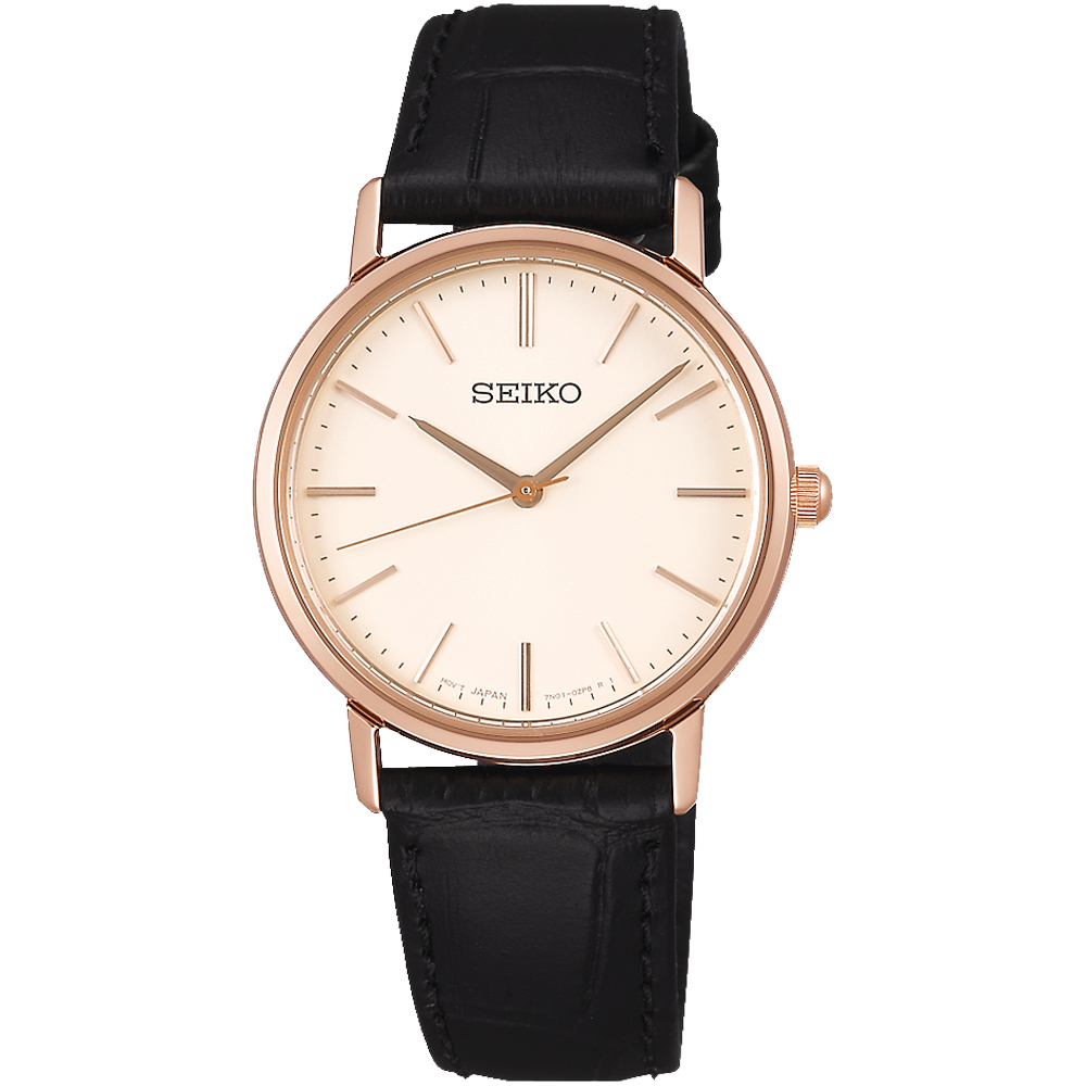 SEIKO 精工 城市熱愛 簡約三針設計女錶(SCXP086J)-米黑/33mm