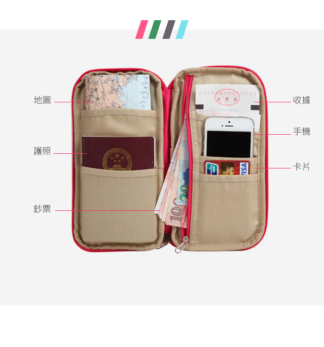 DF Queenin - 韓版旅行隨身幫手護照夾卡片包-共4色