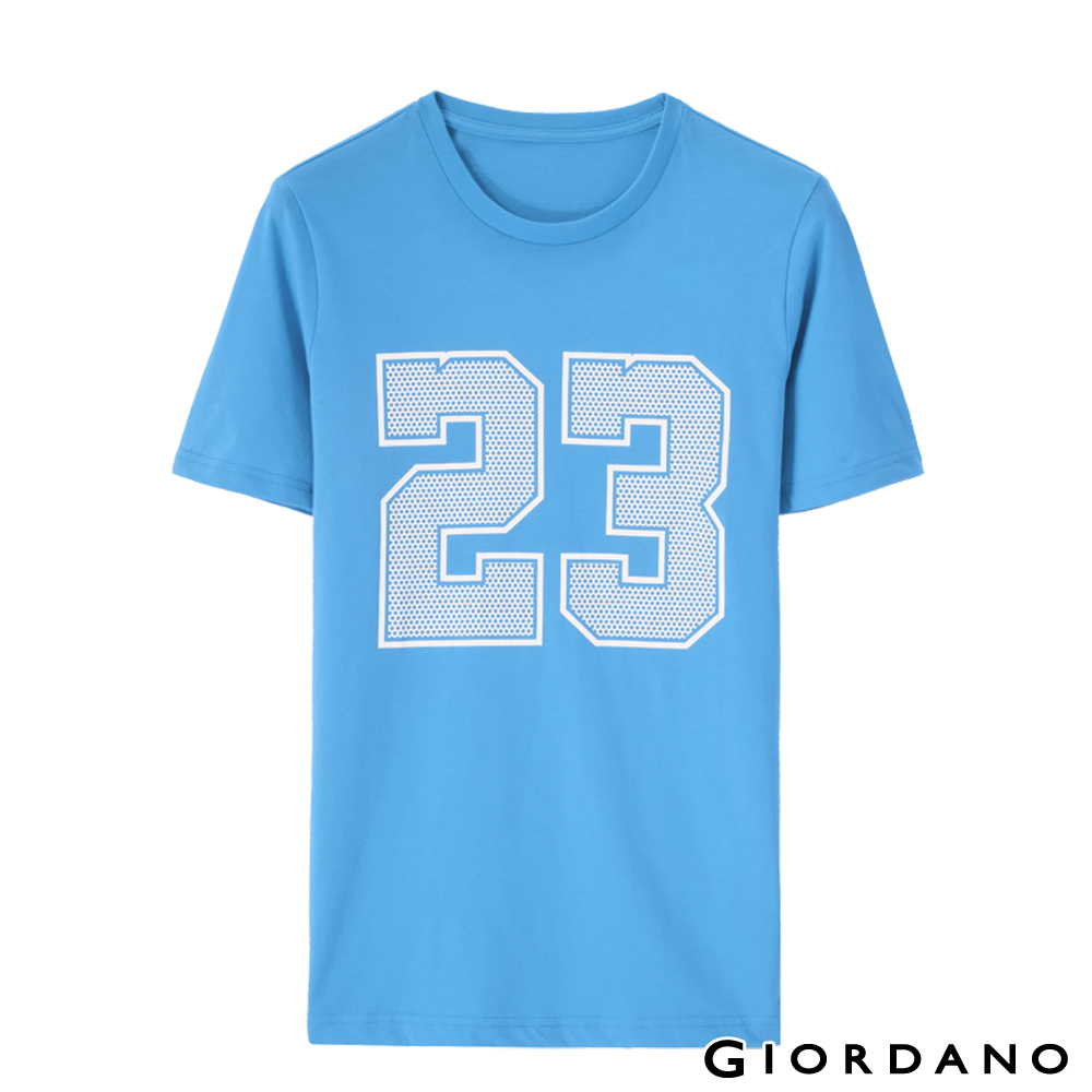 GIORDANO 男裝數字圖案印花TEE-68湛藍