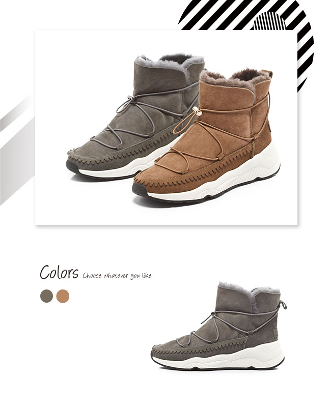 Fair Lady 愛斯基摩繫帶式厚底雪靴 灰